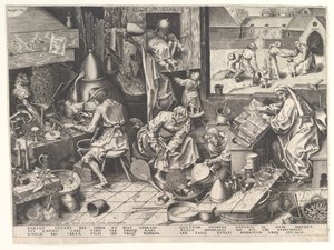 De Alchemist door Philip Galle